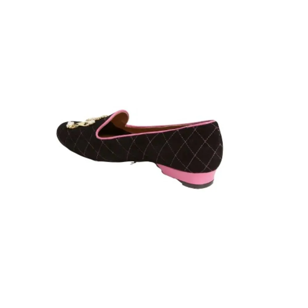 Ameya Black Quilted Suede Isaac Mizrahi Loafers