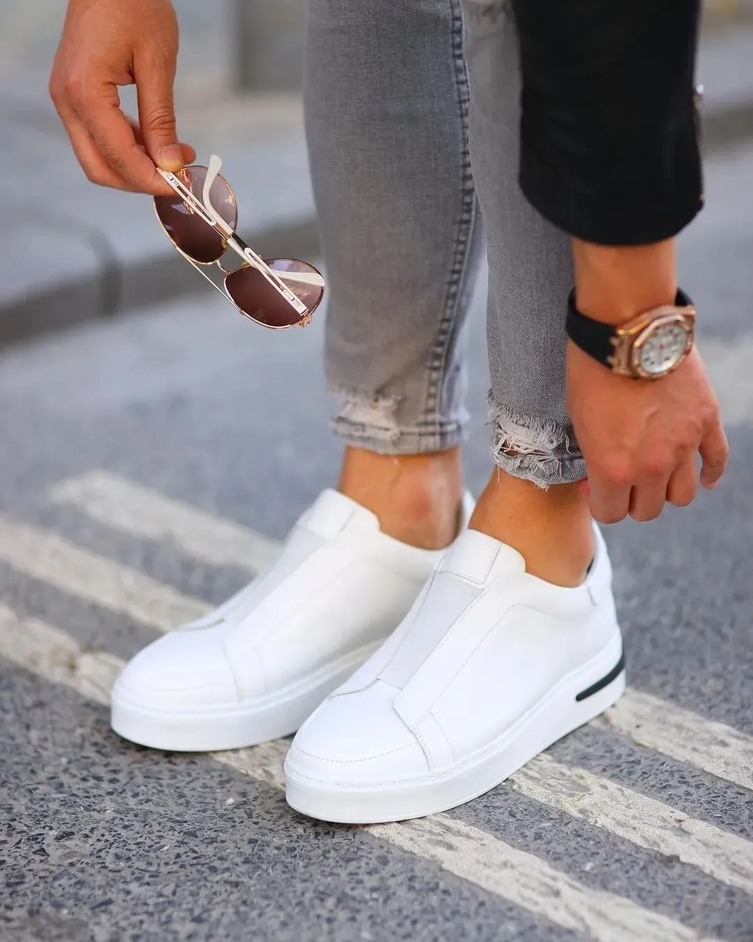 Black Leather Casual Shoes