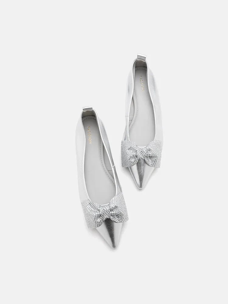 Blakely Crystal Embellished Bow Pointed Toe Flats