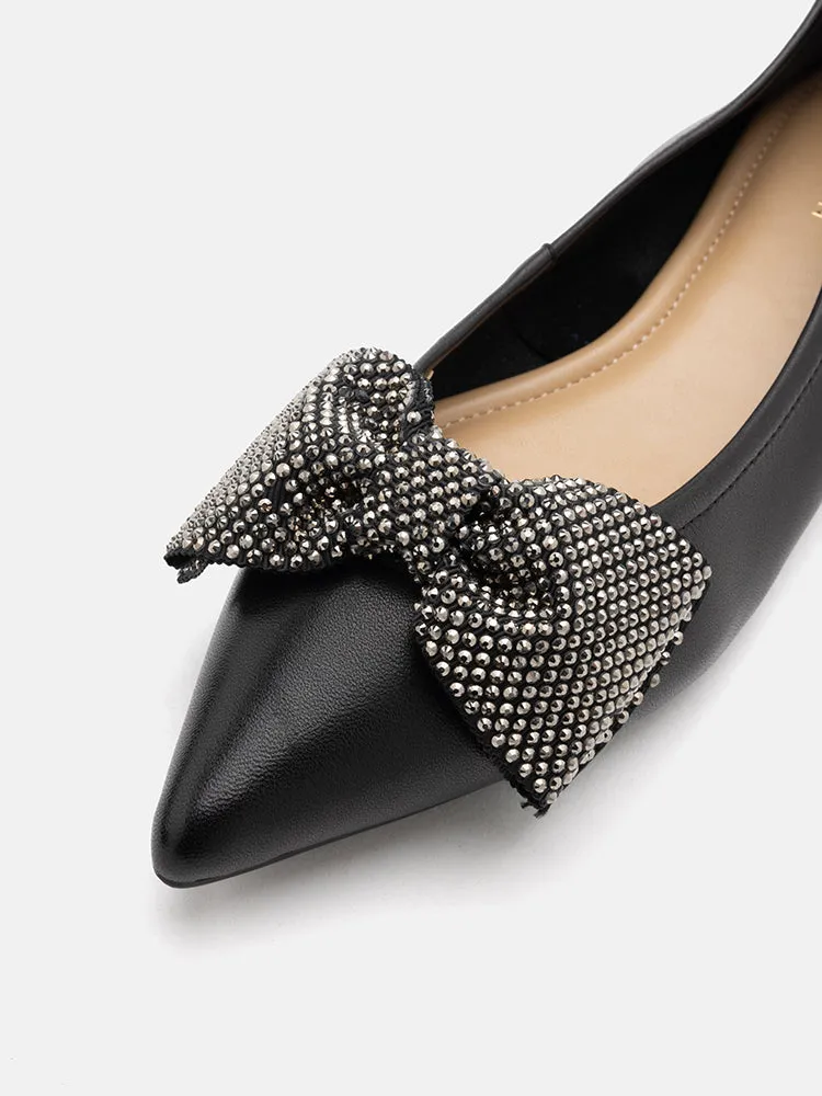 Blakely Crystal Embellished Bow Pointed Toe Flats