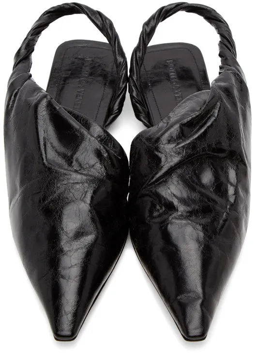 Bottega Veneta Black Nappa Slingback Ballerina Flats