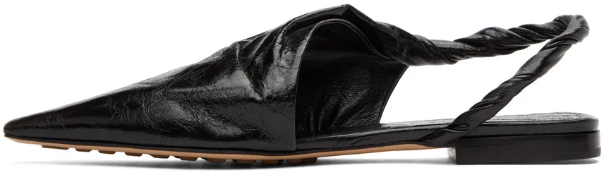 Bottega Veneta Black Nappa Slingback Ballerina Flats