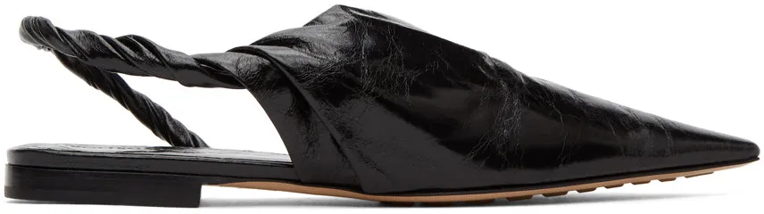 Bottega Veneta Black Nappa Slingback Ballerina Flats