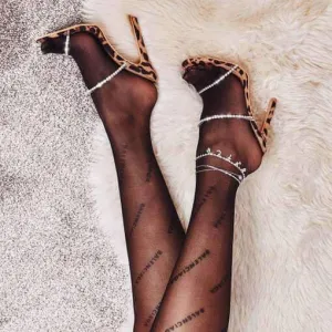 Clear Leather Rhinestone Round Toe Sandals