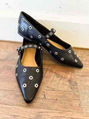 Collin Eyelet Stud Pointed Toe Ballet Flats - FINAL SALE