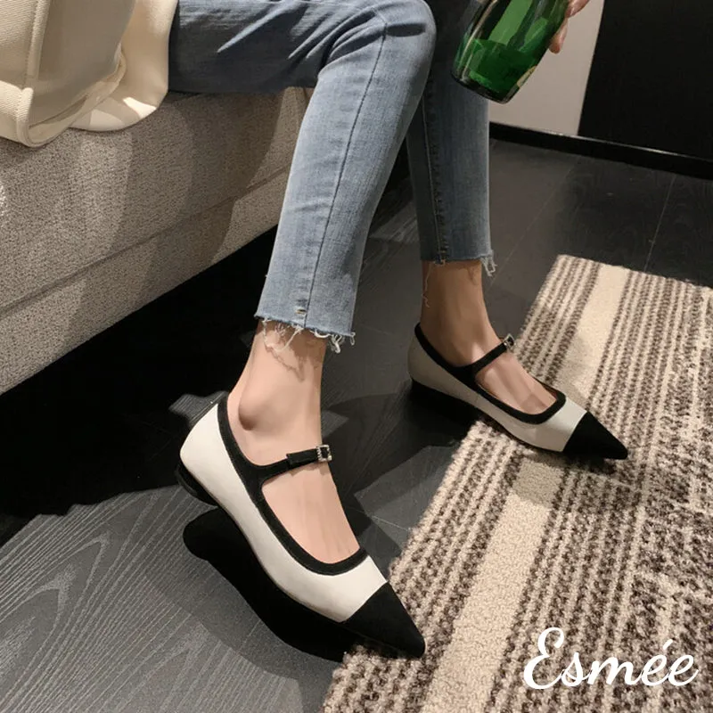 Dual Color Leather Mary Janes