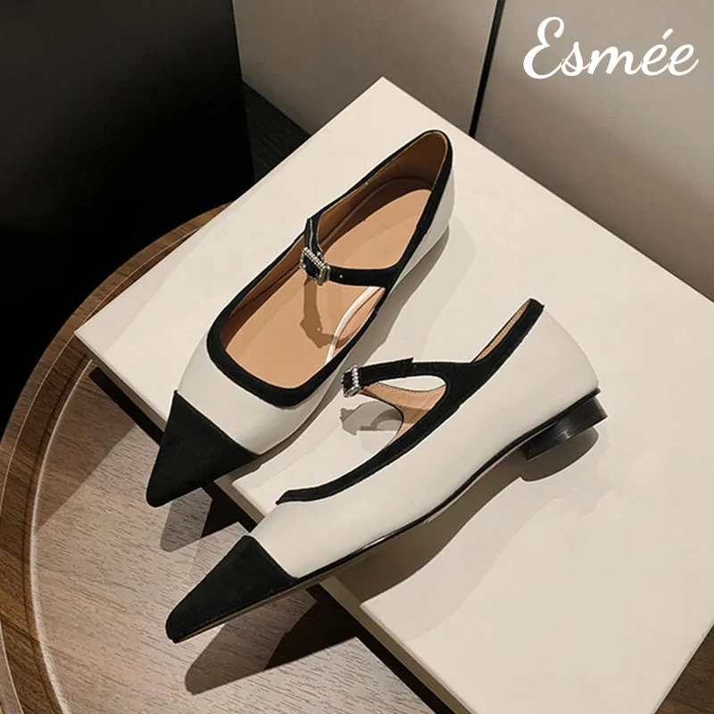 Dual Color Leather Mary Janes