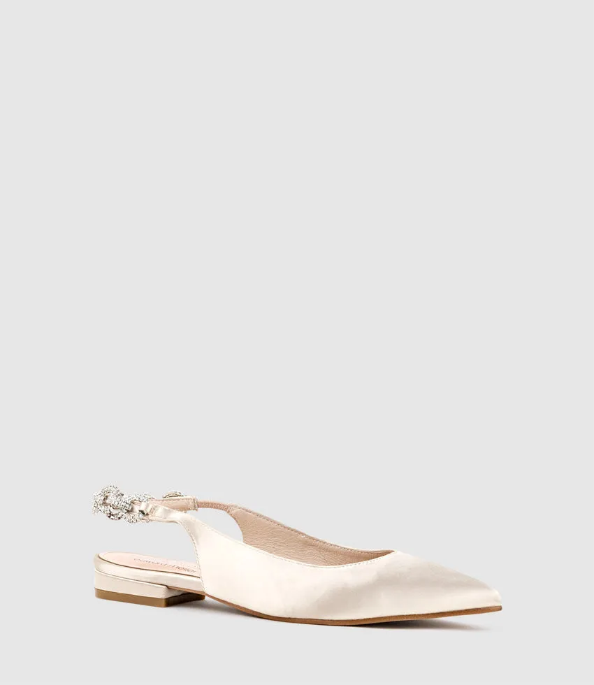 EBONY Flat Slingback with Diamond Band in Champagne Satin
