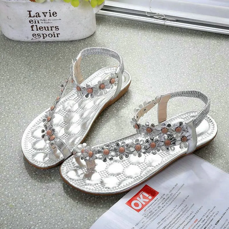 Flowers Bohemian Ladies Flat Sandals
