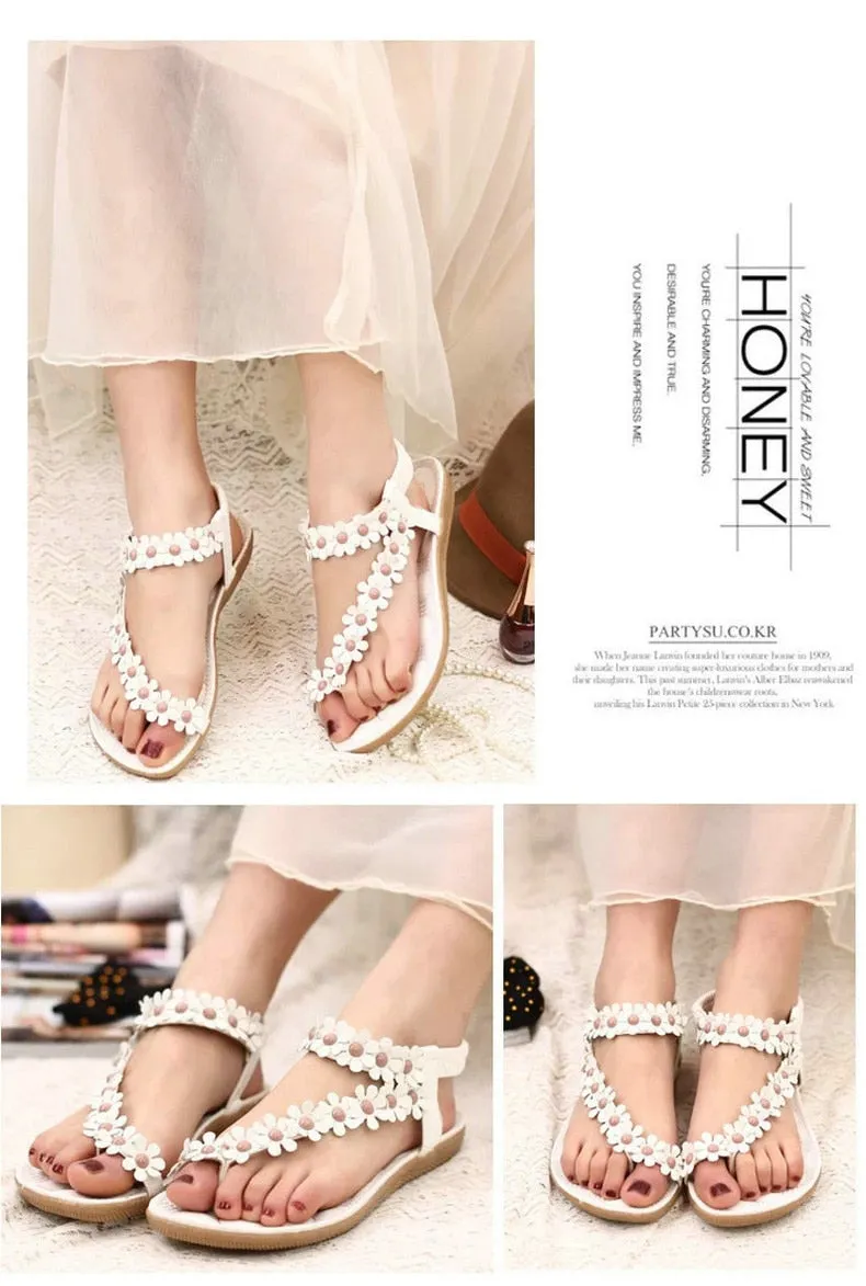 Flowers Bohemian Ladies Flat Sandals