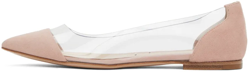 Gianvito Rossi Pink Suede Plexi Ballerina Flats