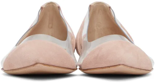 Gianvito Rossi Pink Suede Plexi Ballerina Flats