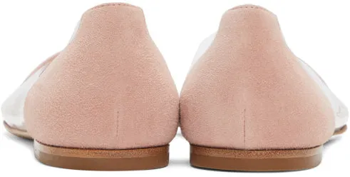 Gianvito Rossi Pink Suede Plexi Ballerina Flats