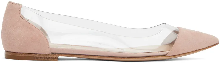 Gianvito Rossi Pink Suede Plexi Ballerina Flats