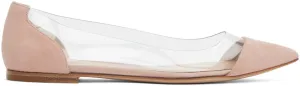 Gianvito Rossi Pink Suede Plexi Ballerina Flats