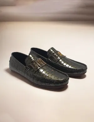 Grey Patent Casual Loafer for men
