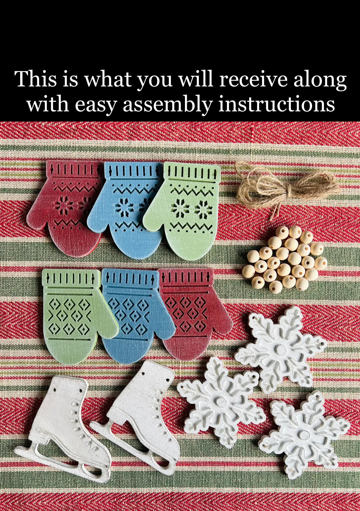 Ice skates and mittens garland holiday decoration