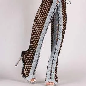 Lace Up Cross Strap Cutout Sandals