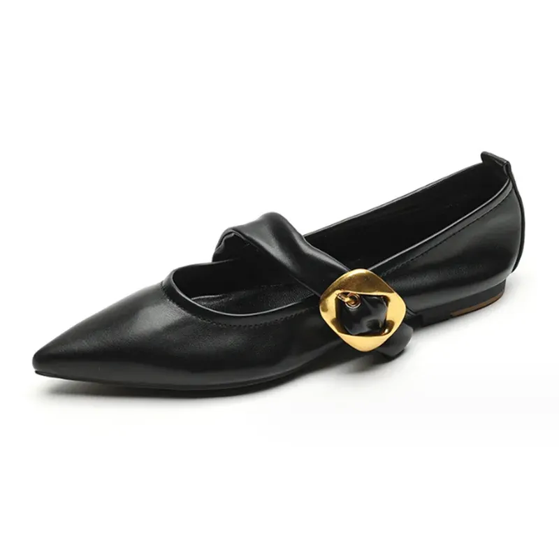 Mqtime New Women's Pointed Toe Flats Fashion Casual Soft Mary Jane Ballet Shoes for Female Buckle Strap Ladies Shallow Shoe Spring