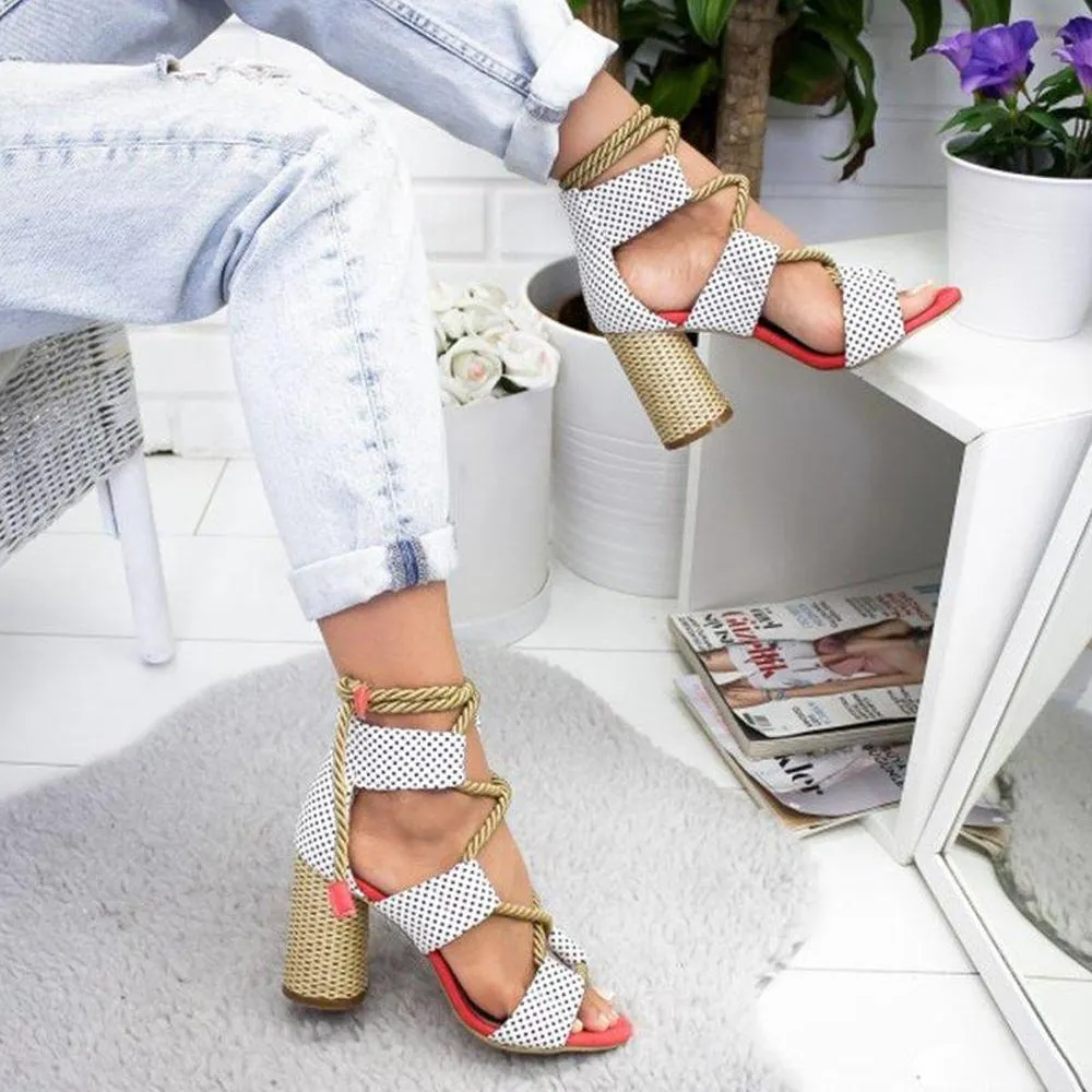Multicolor Lace-up Heels
