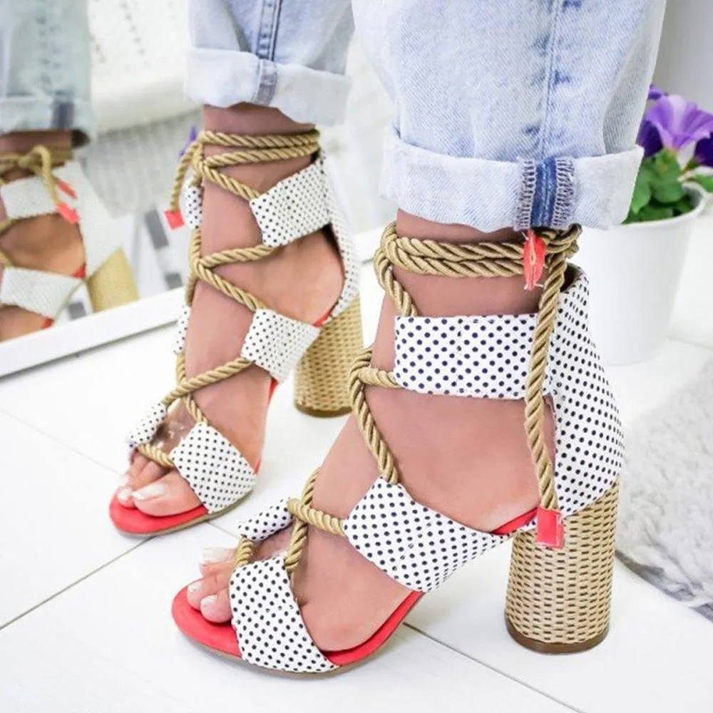 Multicolor Lace-up Heels