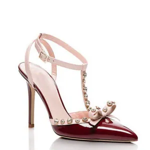 Point Toe Ankle Leather Sexy Stiletto Heel Pumps