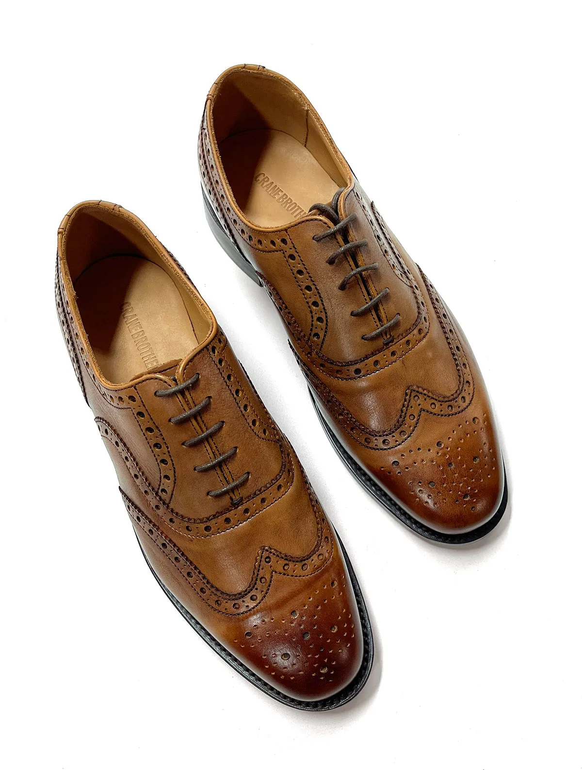 Tan Made in England Belgrave Brogue Shoe - LUCKY LAST
