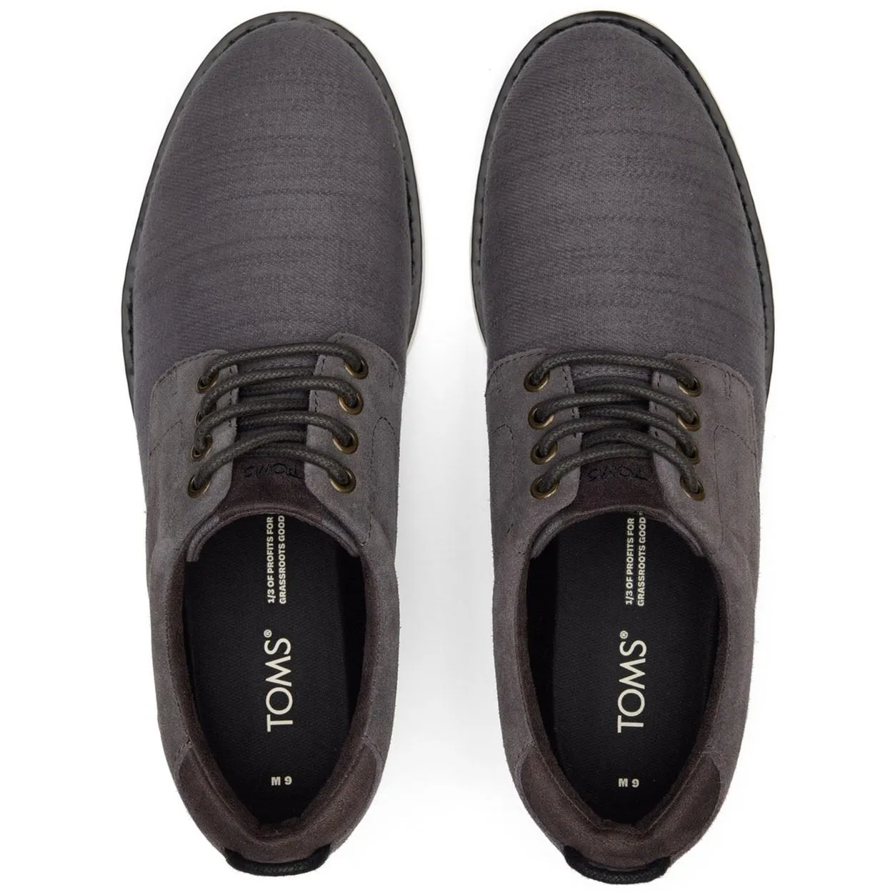 TOMS Navi Oxford Grey 50% Cotton 47% Cow Leather 3%  Male Lace Mens Shoes
